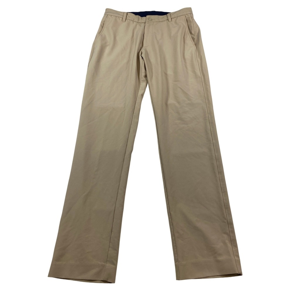 FootJoy‎ Mens Performance Golf Pants Khaki Tan Stretch W33 L32 FJ Logo Trousers